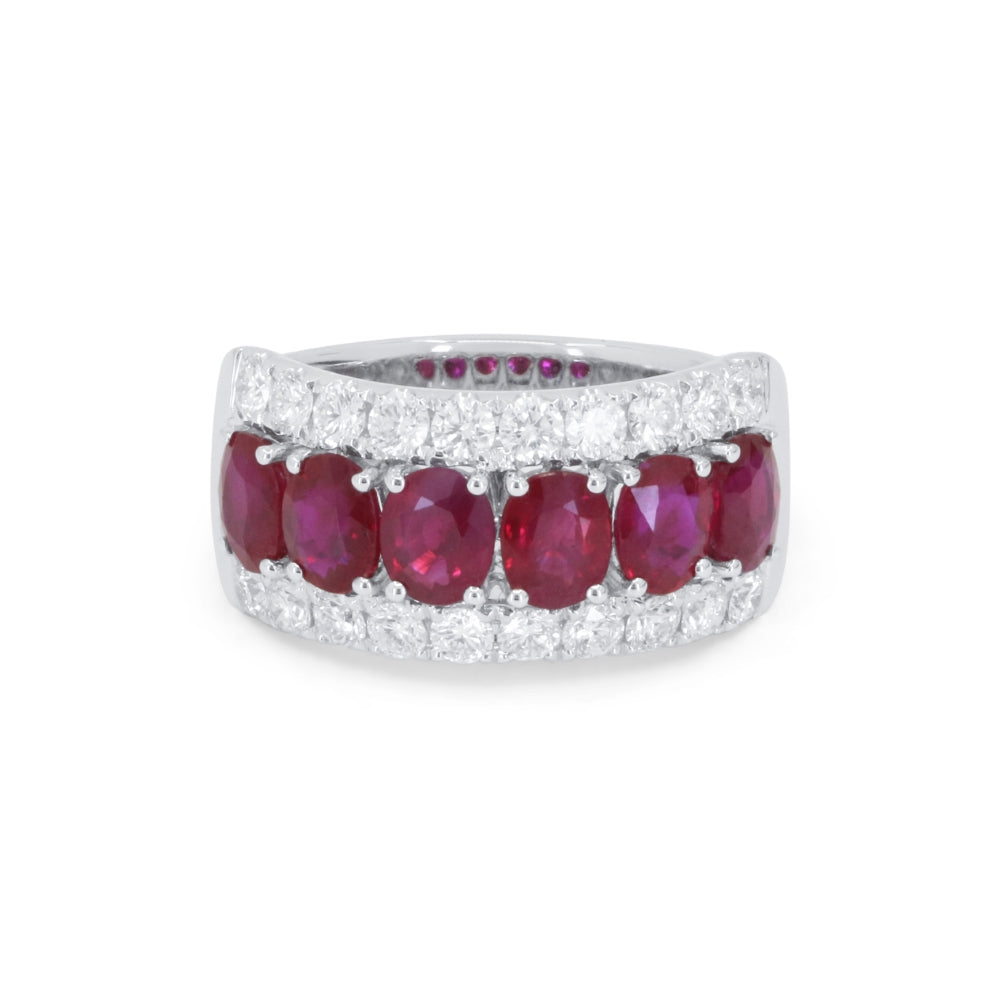 Beautiful Hand Crafted 18K White Gold  Ruby And Diamond Arianna Collection Ring
