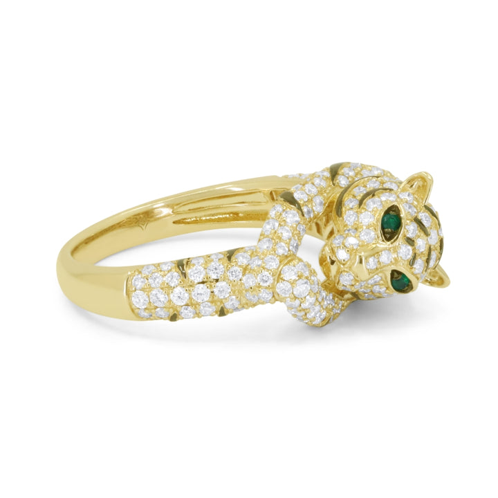 Beautiful Hand Crafted 14K Yellow Gold  Emerald And Diamond Milano Collection Ring