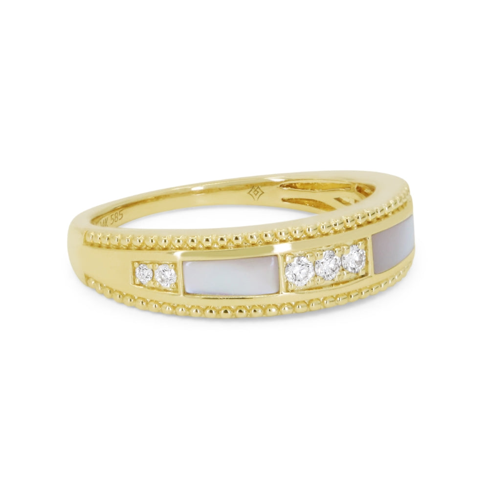 Madison L 14K Yellow Gold Mother of Pearl Ring - style R1883MOPY - view 2