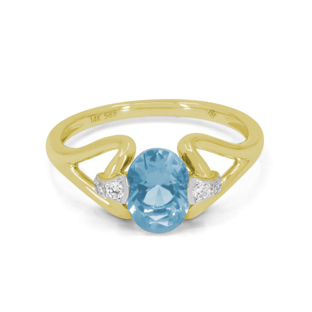 Madison L 14K Yellow Gold Swiss Blue Topaz Ring - style R1885SWBTY