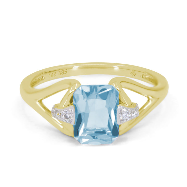 Madison L 14K Yellow Gold Swiss Blue Topaz Ring - style R1886SWBTY