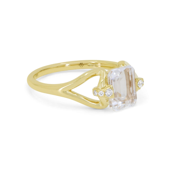 Madison L 14K Yellow Gold White Topaz Ring - style R1886WTY - view 2