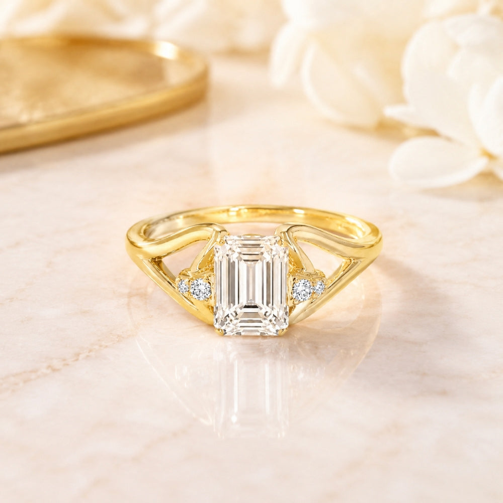 R1886 - 14K Yellow Gold Amethyst, Swiss Blue Topaz & White Topaz Ring