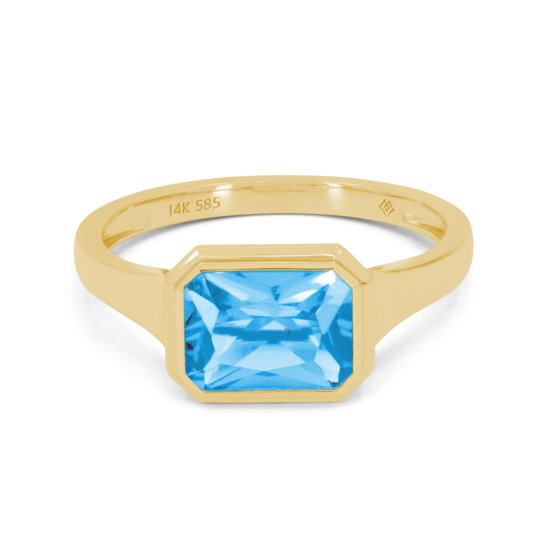 Madison L 14K Yellow Gold Swiss Blue Topaz Ring - style R1887SWBTY
