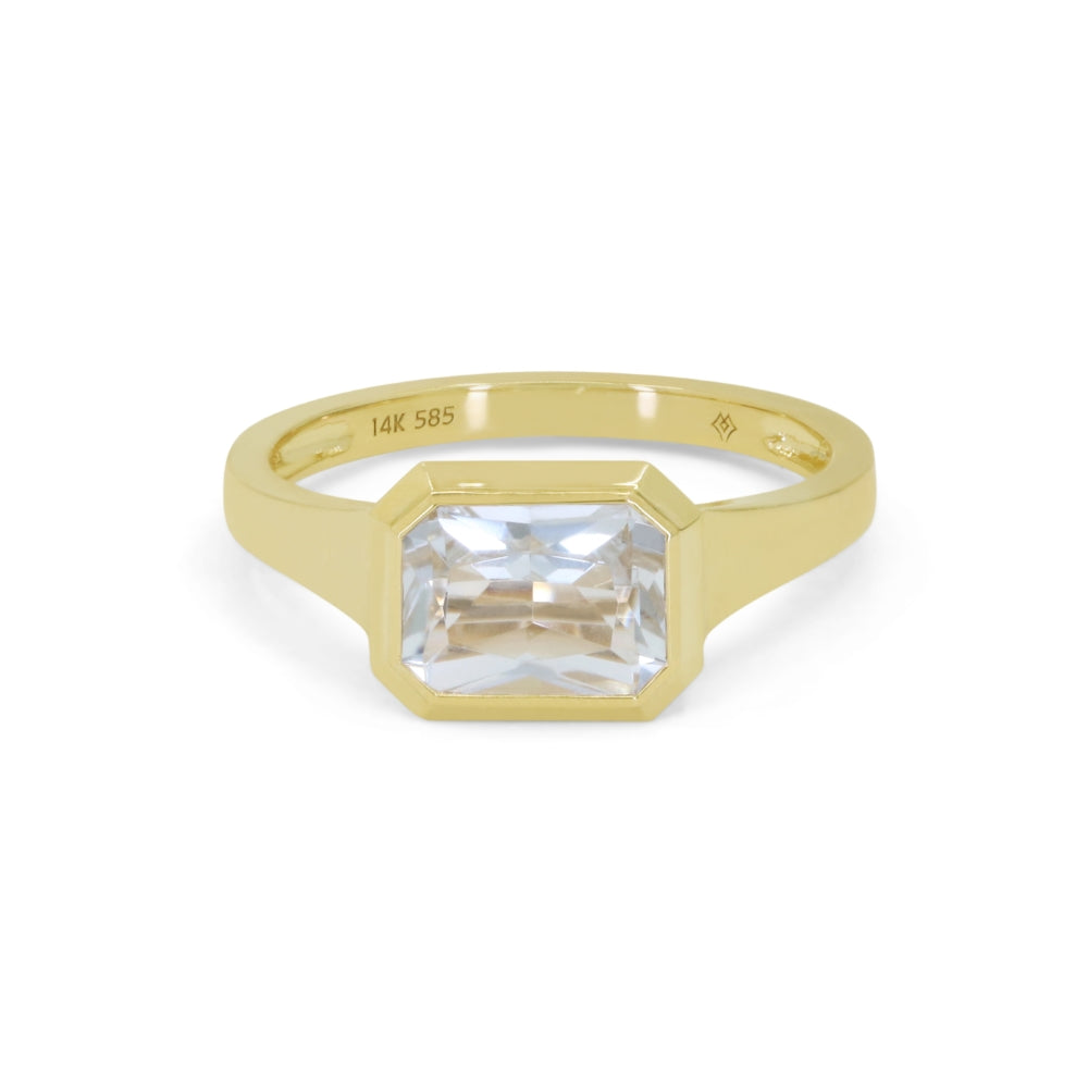 Madison L 14K Yellow Gold White Topaz Ring - style R1887WTY