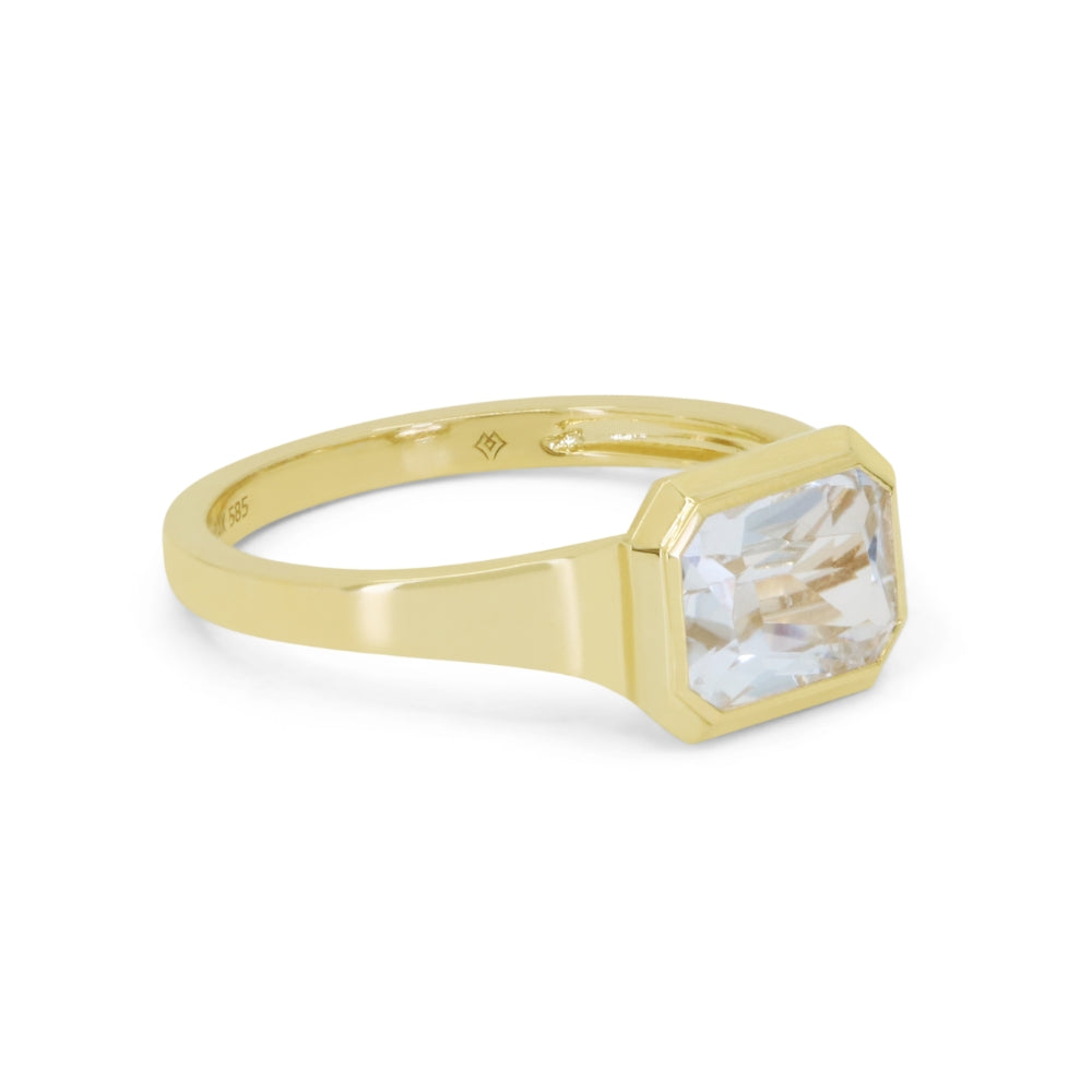 Madison L 14K Yellow Gold White Topaz Ring - style R1887WTY - view 2