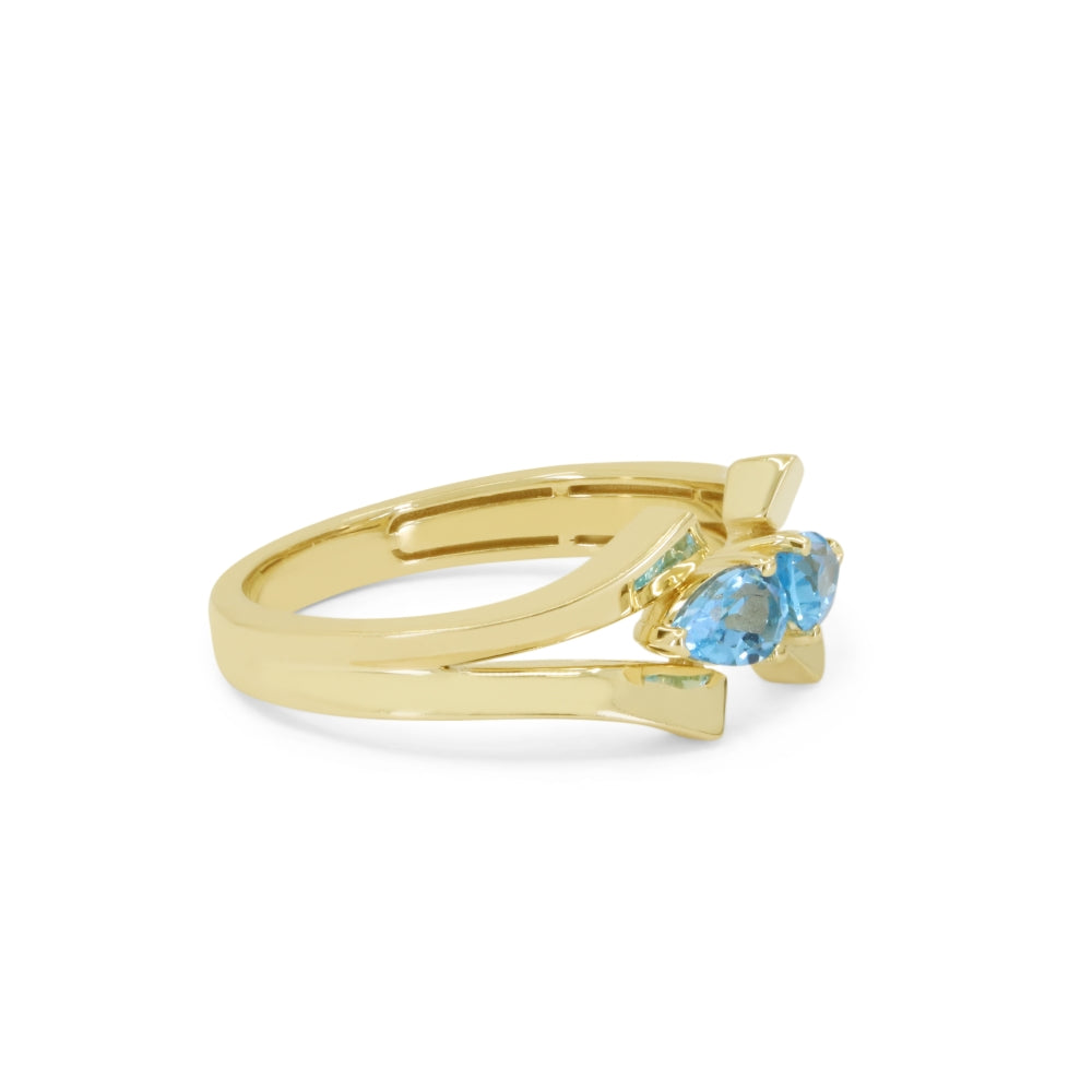 R1896 - 14K Yellow Gold Swiss Blue Topaz Ring