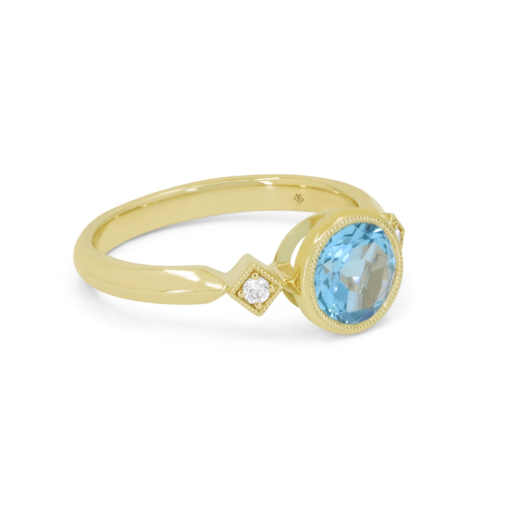 Madison L 14K Yellow Gold Blue Topaz Ring - style R1897BTY