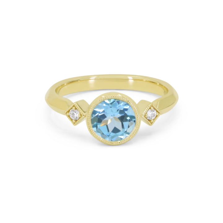 R1897 - 14K Yellow Gold Blue Topaz Ring