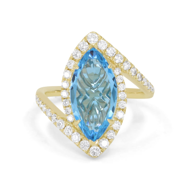 Madison L 14K Yellow Gold Swiss Blue Topaz Ring - style R1901SWBTY