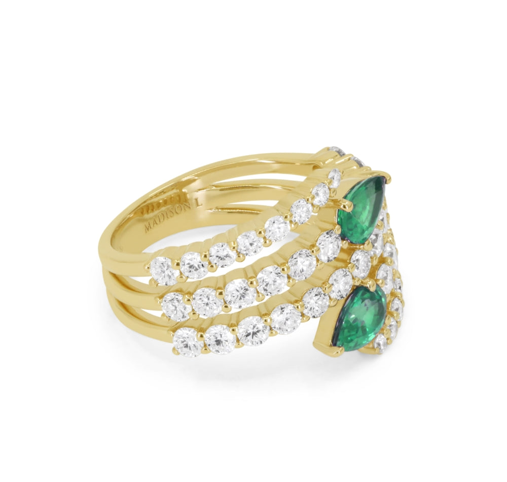 R1906 - 14K Yellow Gold Emerald, Ruby & Sapphire Ring
