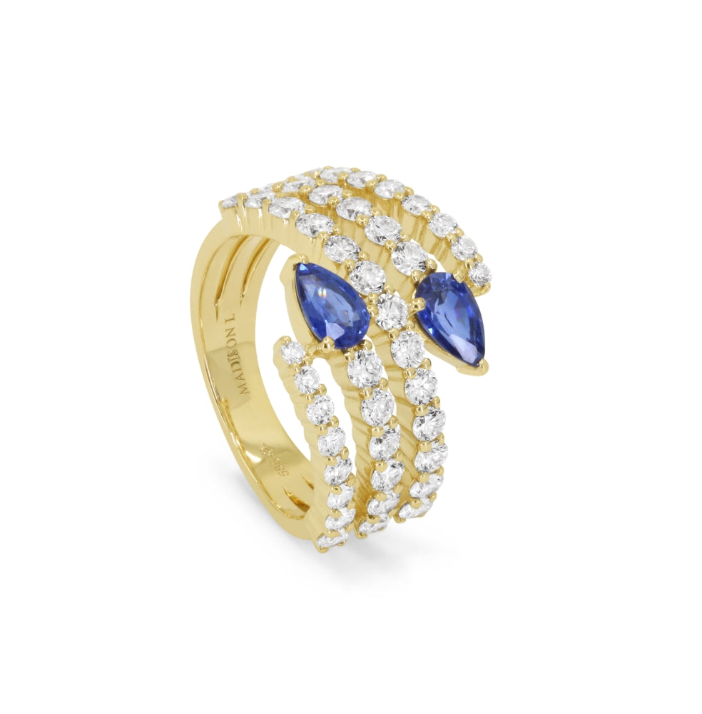 R1906 - 14K Yellow Gold Emerald, Ruby & Sapphire Ring