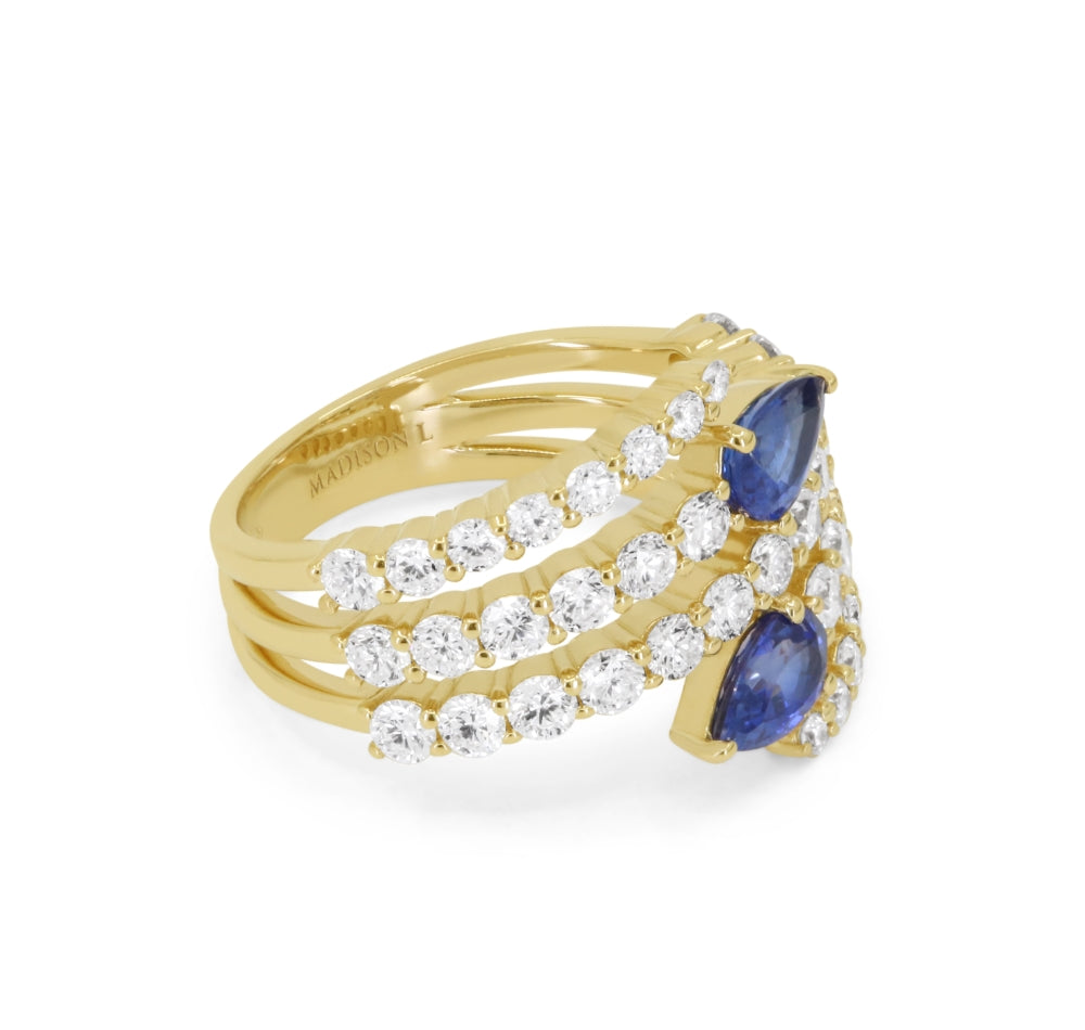 R1906 - 14K Yellow Gold Emerald, Ruby & Sapphire Ring