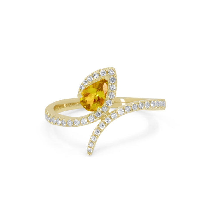 Beautiful Hand Crafted 14K Yellow Gold  Citrine And Diamond Essentials Collection Ring