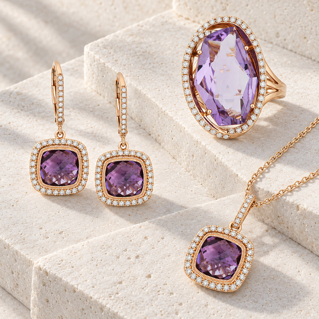 Madison L footer tile amethyst styled layflat of real products