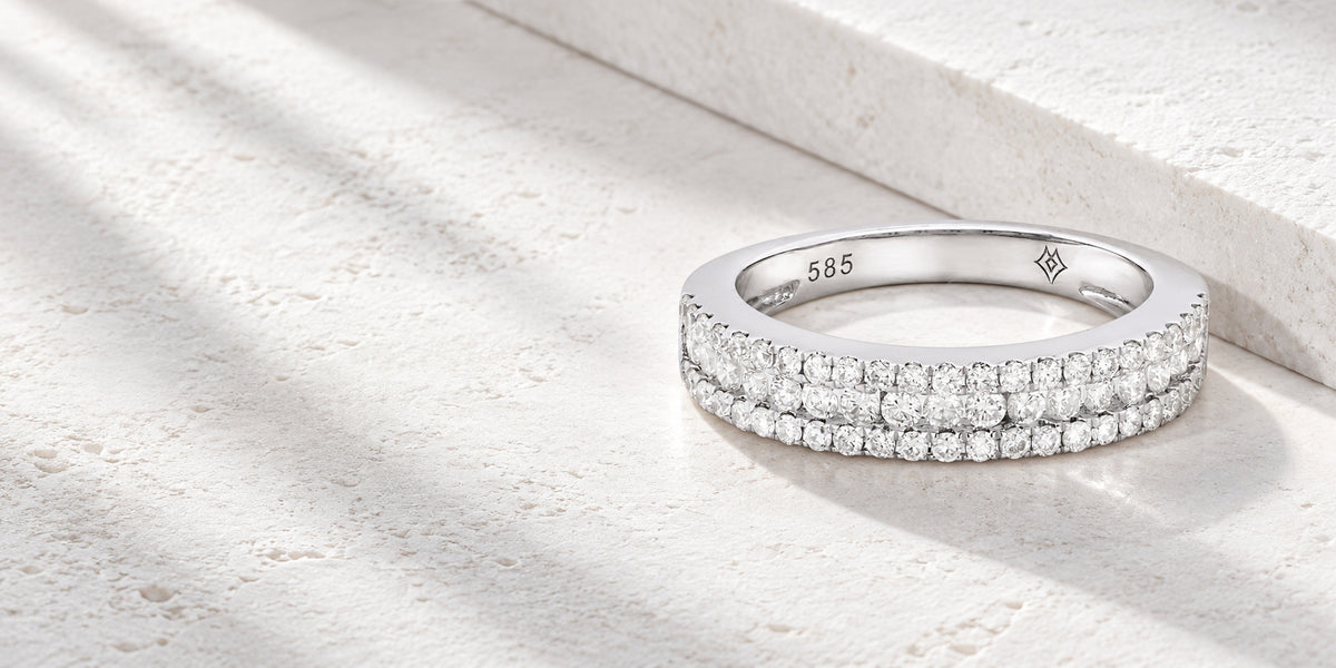 Madison L Aspen diamond ring styled layflat